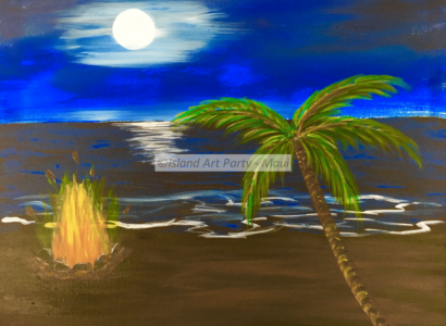 Beach Bonfire Painting