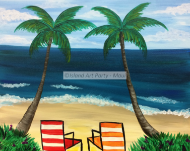 Tropical Maui Painting Beach Chairs and Palm Trees
