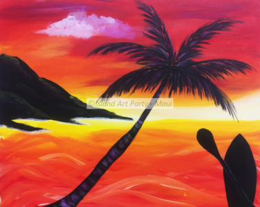 Maui Red Sunset Painting