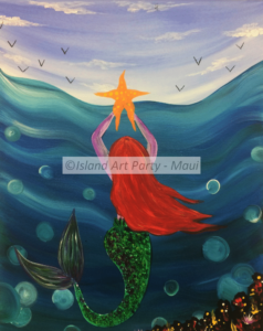 Mermaid with Starfish Painting Maui