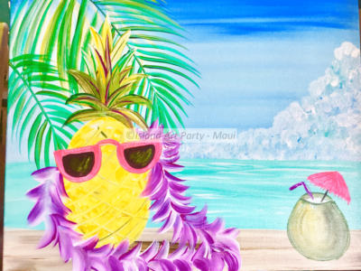 Pineapple With sunglasses Painting Maui