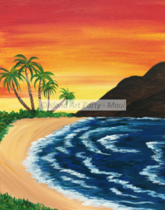 Palm Trees with Sunset Painting Maui
