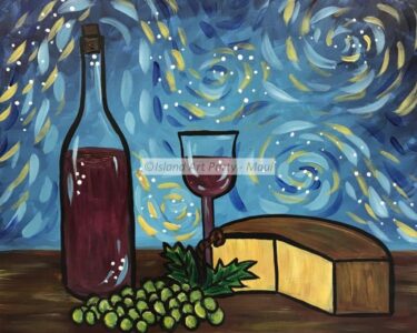 Wine and Cheese with Grapes Painting
