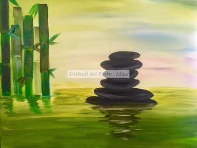 Zen Stones with Bamboo Painting Maui