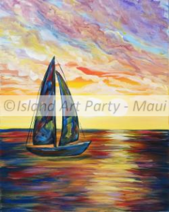 Sunset Sail Painting Maui