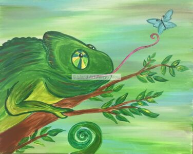 Green Jackson Chameleon Painting